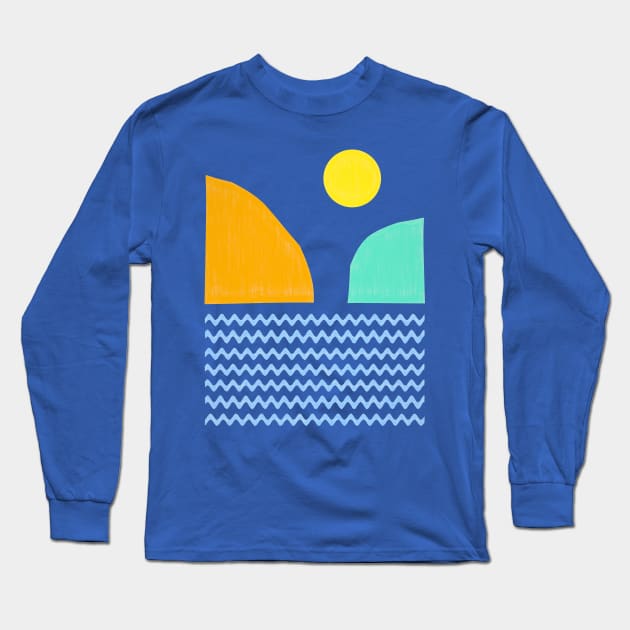 Minimalist Mountain Scene Long Sleeve T-Shirt by RockettGraph1cs